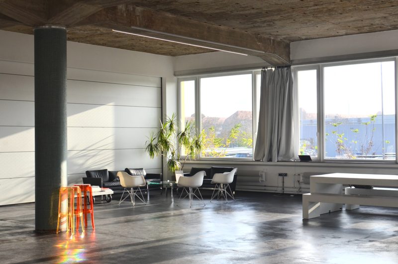 the home office with sunlight, spacious, wide angled shot