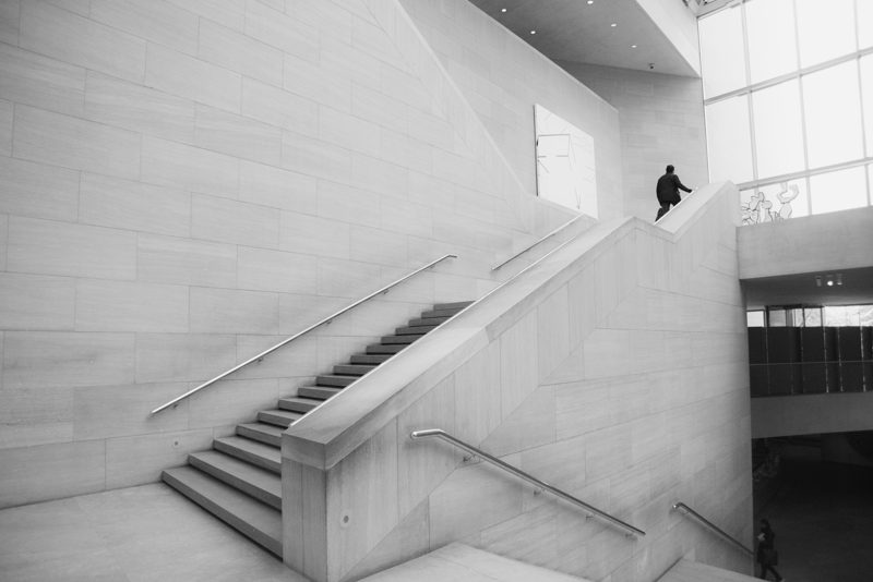 concrete stair in a modern museum setting